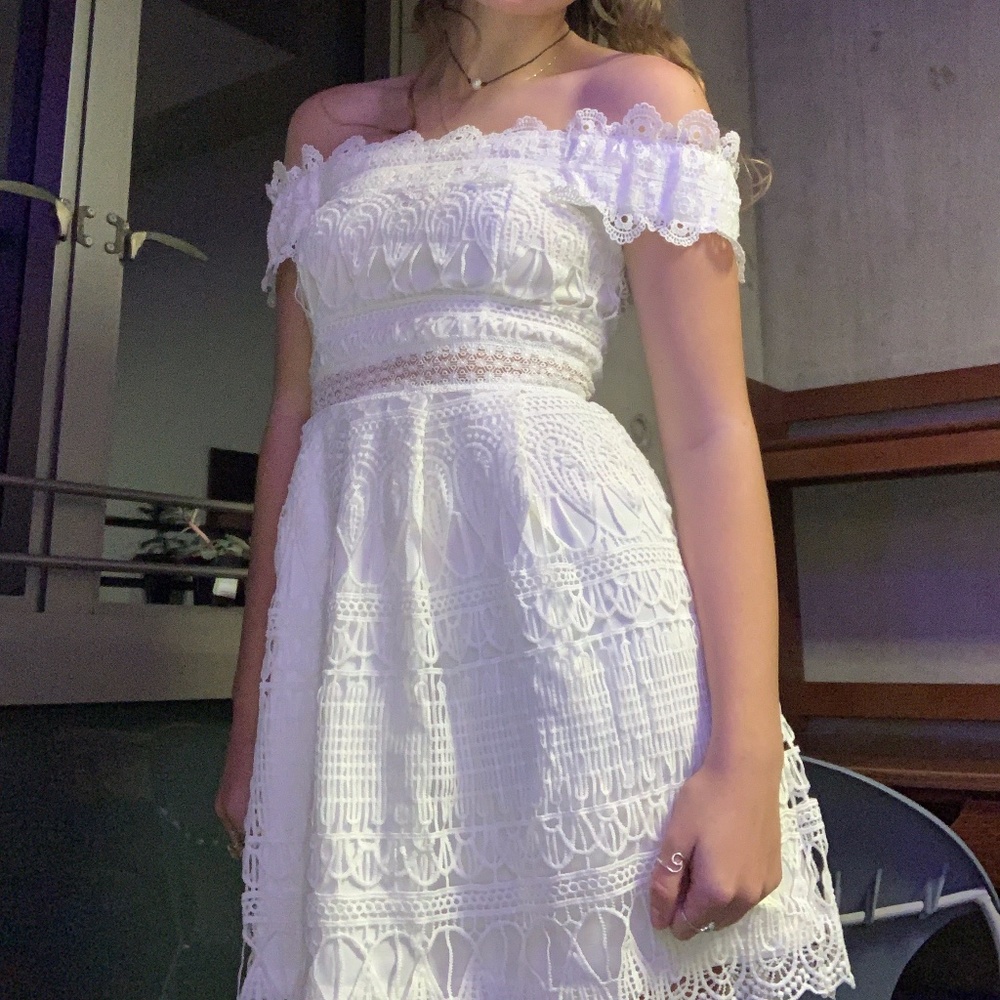 white off the shoulder dress